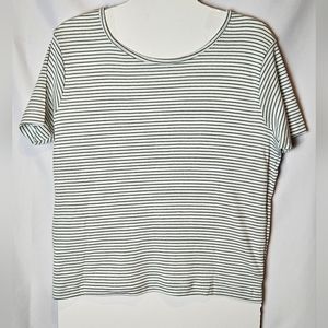 Top Ladies Green & White Striped Small